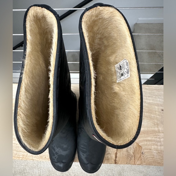 Rare HUNTER black textured tall rain boots winter snow vacation athleisure 9 - Picture 9 of 12